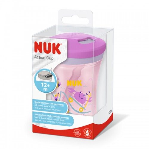 NUK Evolution Action Cup 230ml | Toddler Drinking Cup | 12 Months+ | Made in Germany | Leopard | Cat | Crab